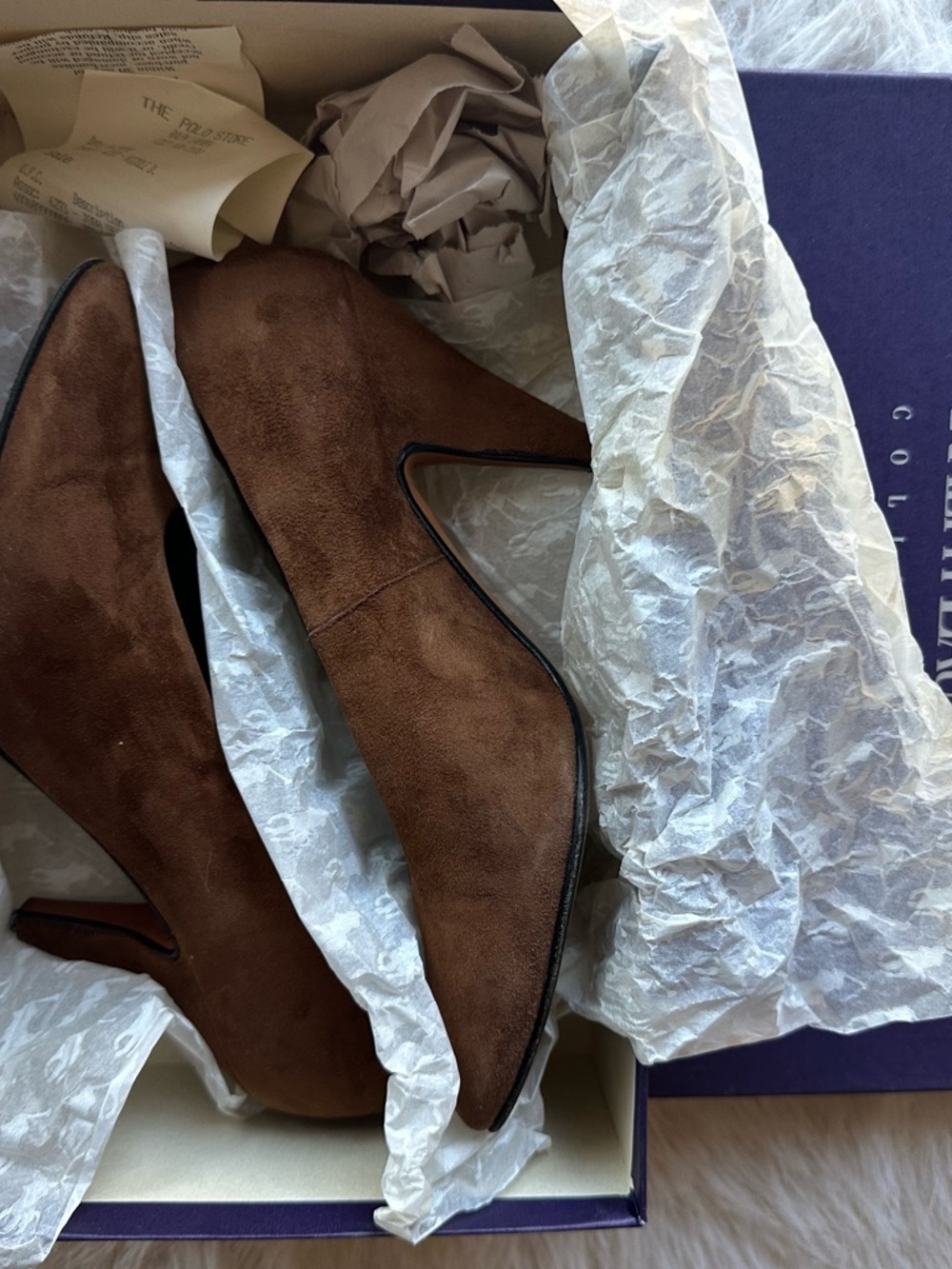 Vintage from 1998 Chestnut Brown Suede Pointed-Toe Pumps size 6 - Picture 15 of 16